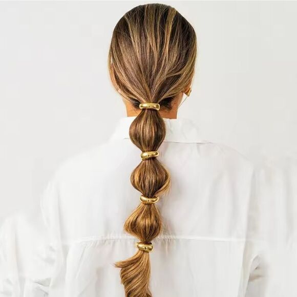 New ZARA 4pc Gold Ponytail Hair Rings - Picture 1 of 11